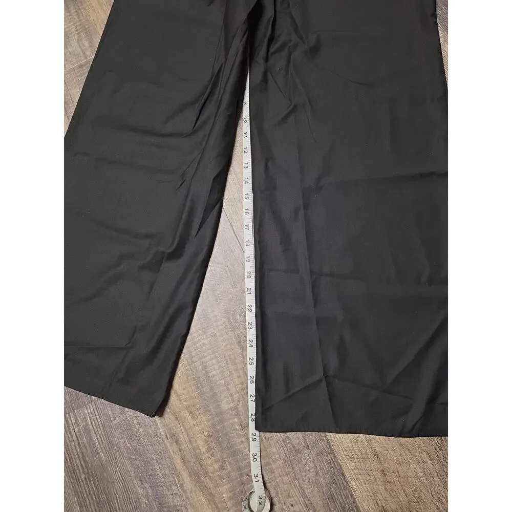 Sucegi Black Wide Leg Pants Large High Waisted Lounge Pajama Palazzo Trousers L - Picture 3 of 6